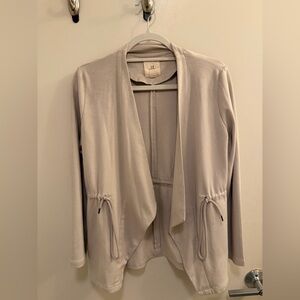 Thread & Supply - Light grey/beige open jacket faux suede polyester blend